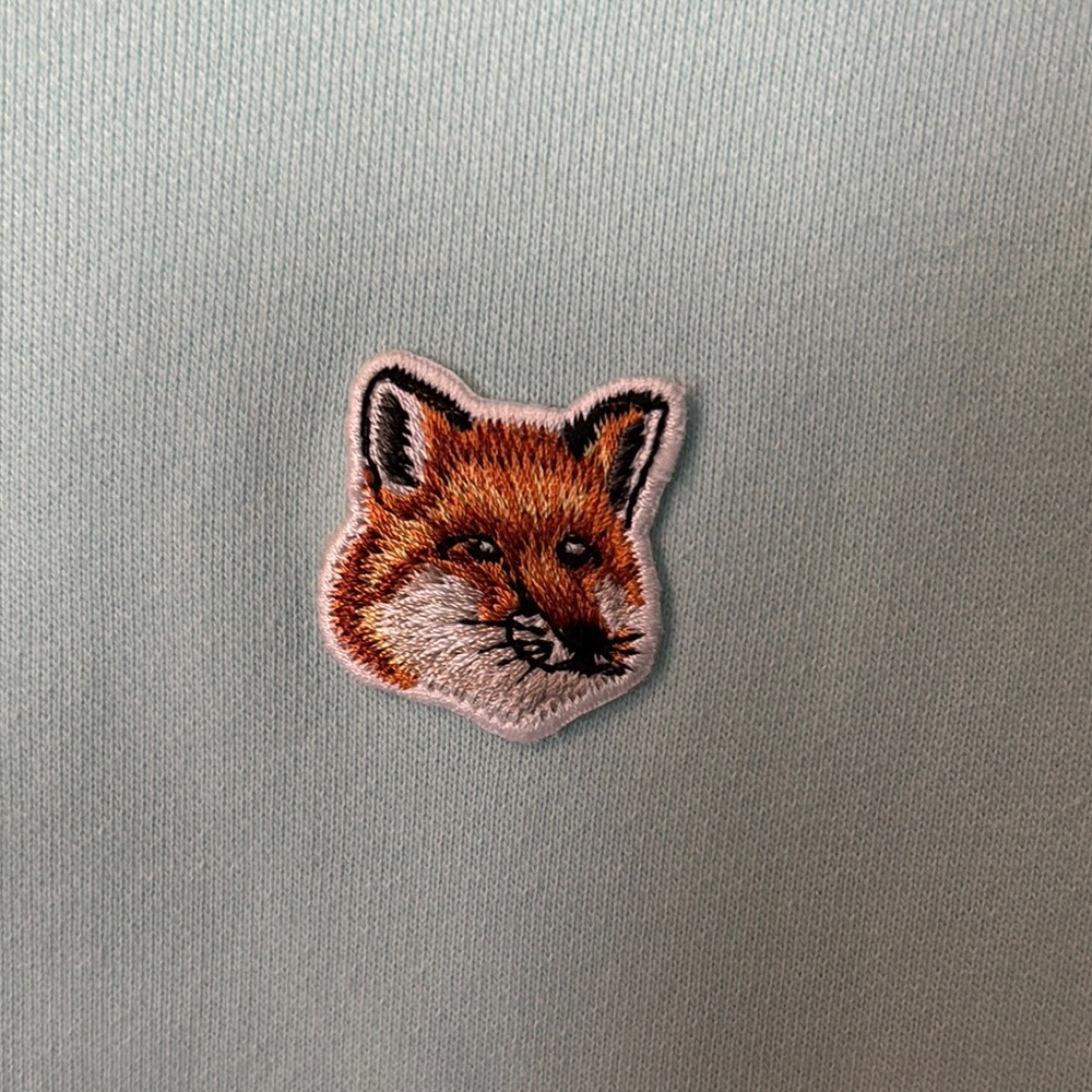 MAISON KITSUNE Light Blue Sweatshirt with Fox Patch